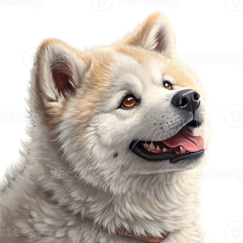 A white dog with brown eyes and a brown collar png
