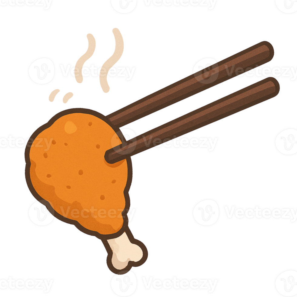 Fried Chicken by chopsticks cartoon illustration png