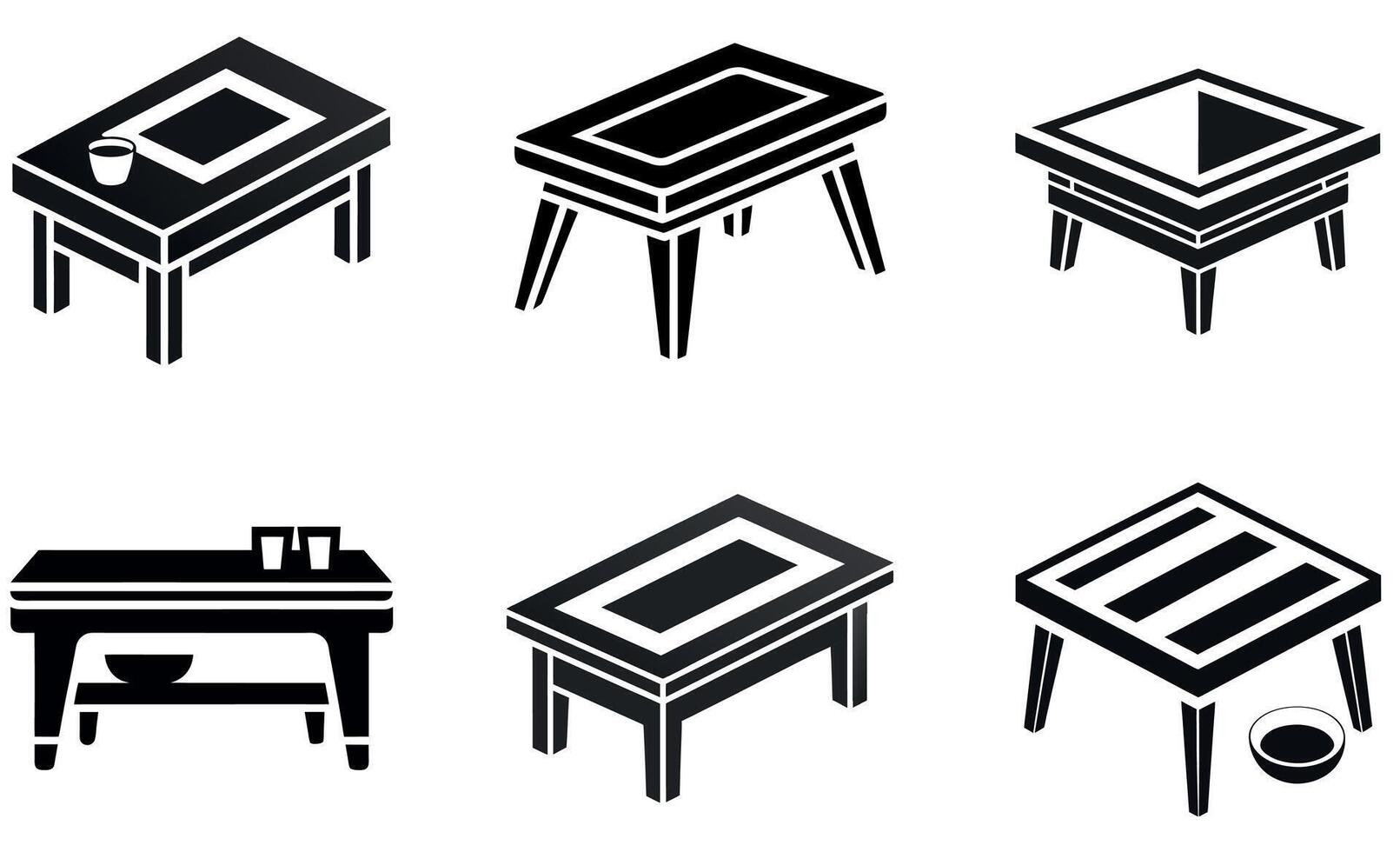 Black Silhouette Coffee Table and Side vector