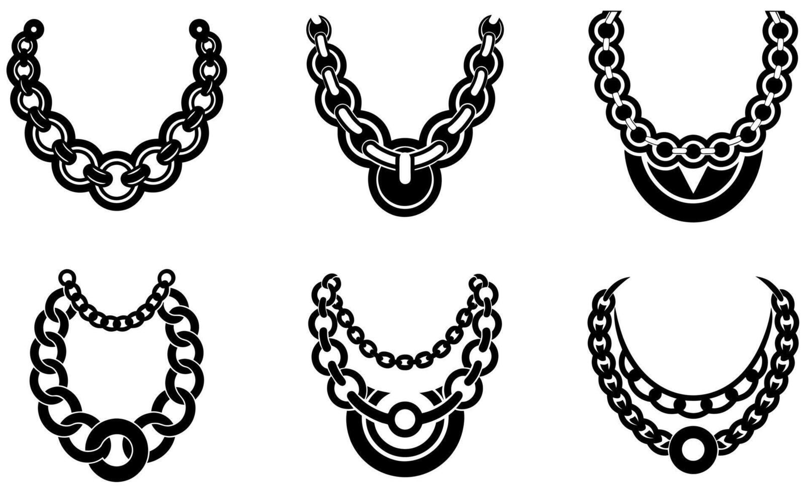 Black Silhouette Necklace Designs vector
