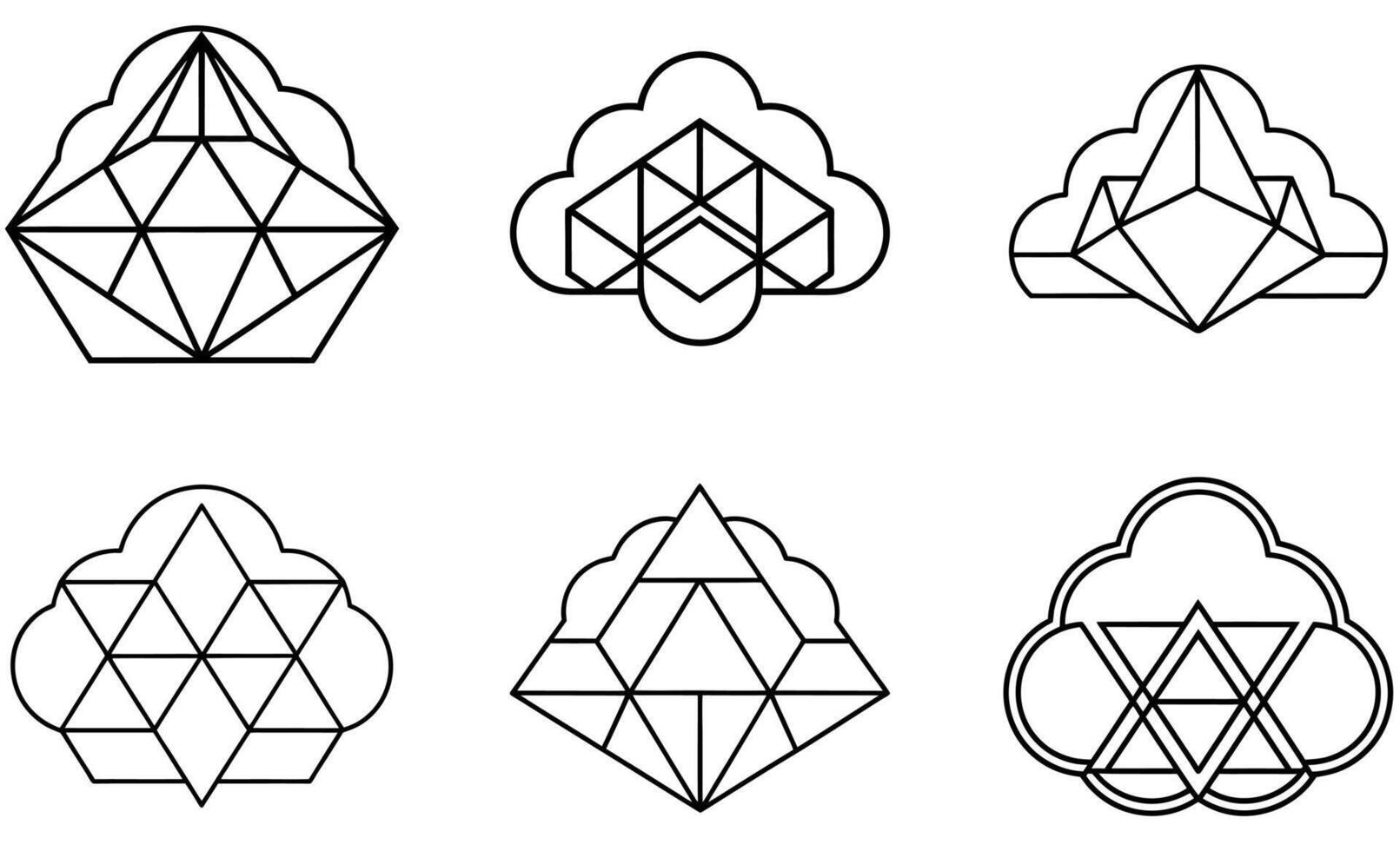 Geometric Diamond and Cloud design vector