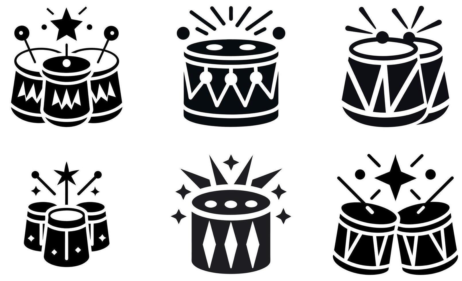 Festive Drums Icon Set vector