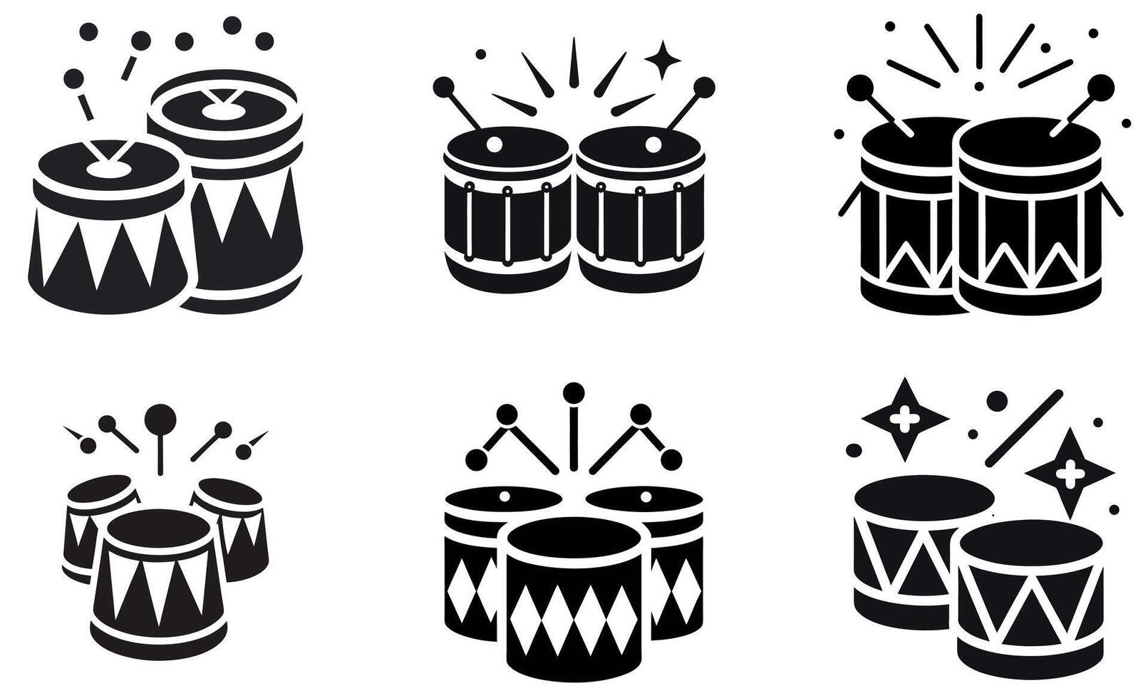 Festive Drums Icon Set design vector