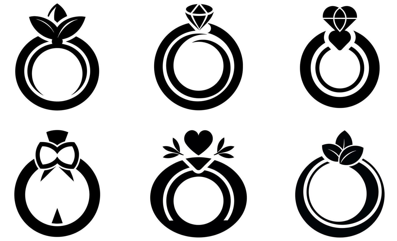 Engagement Rings Set with Various Designs vector
