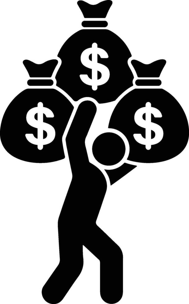 Icon Depicting Financial Burden with Overwhelming Money Bags vector