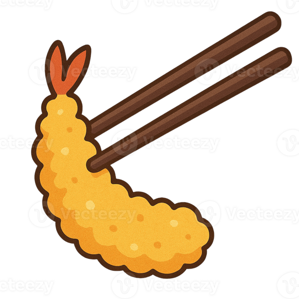 Shimp Tempura held by chopsticks cartoon illustration png