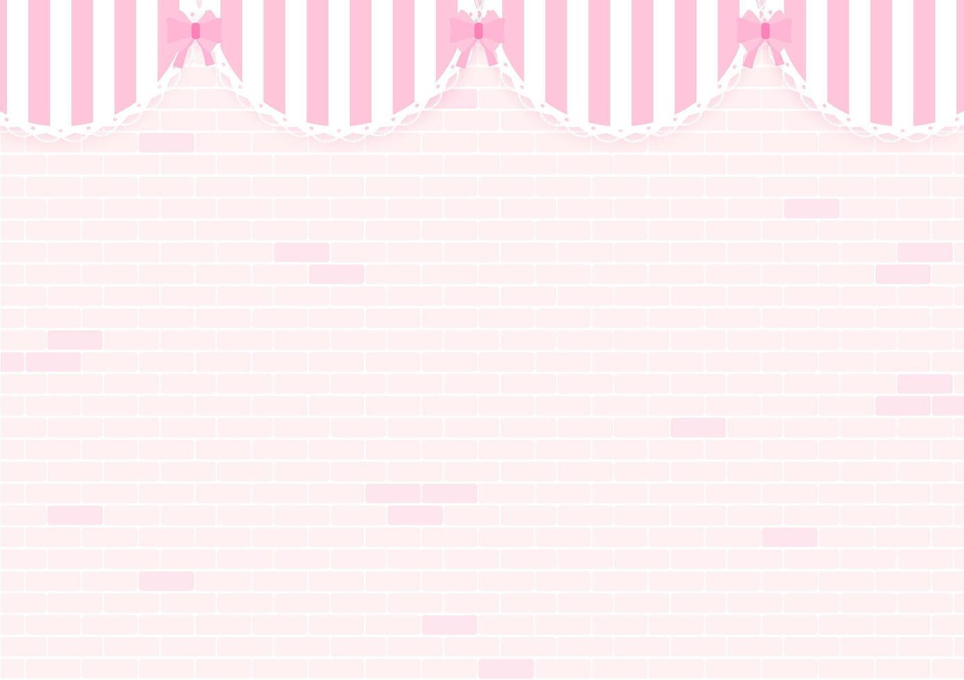 Stripe curtain on brick wall background vector