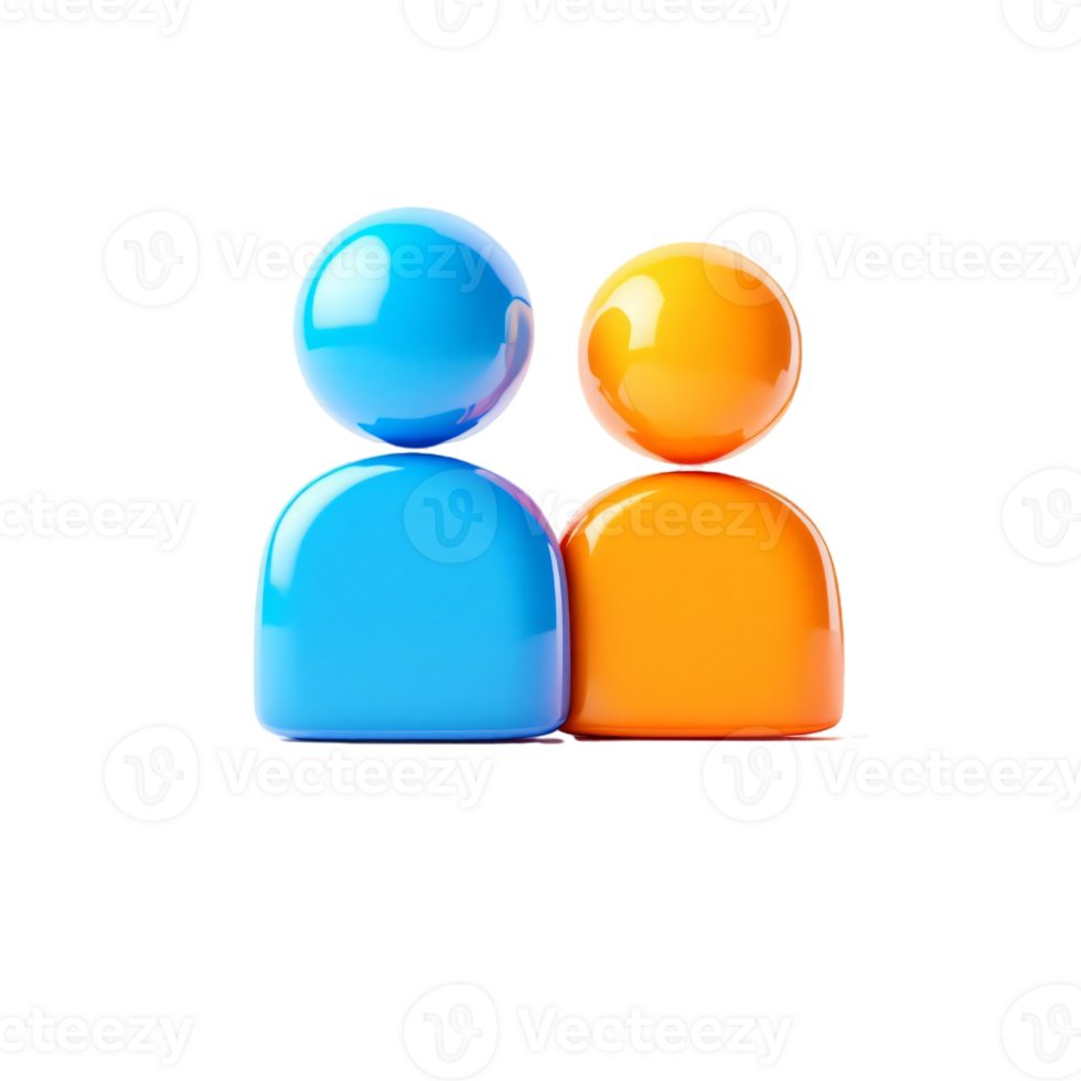 Glossy Blue and Orange 3D Render User Icons Teamwork, Collaboration, Partnership png