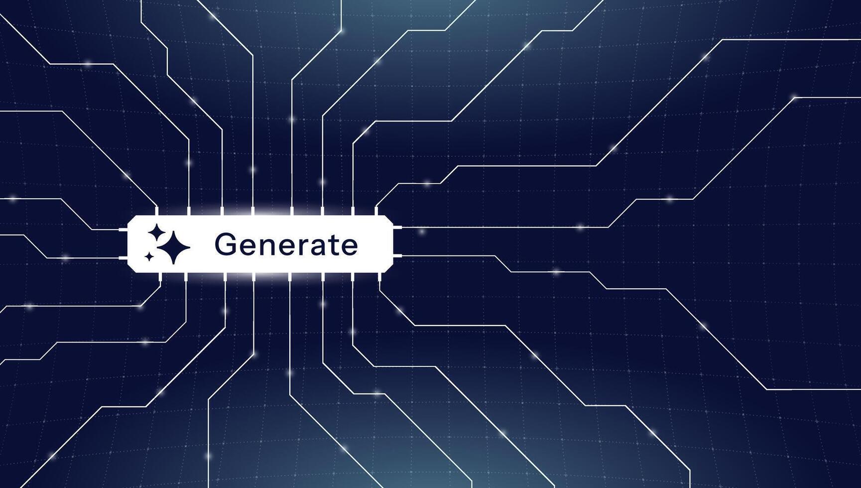 Futuristic AI banner with generative adversarial network, large language model and digital connections. Artificial intelligence, machine learning or cyber innovation modern tech style vector