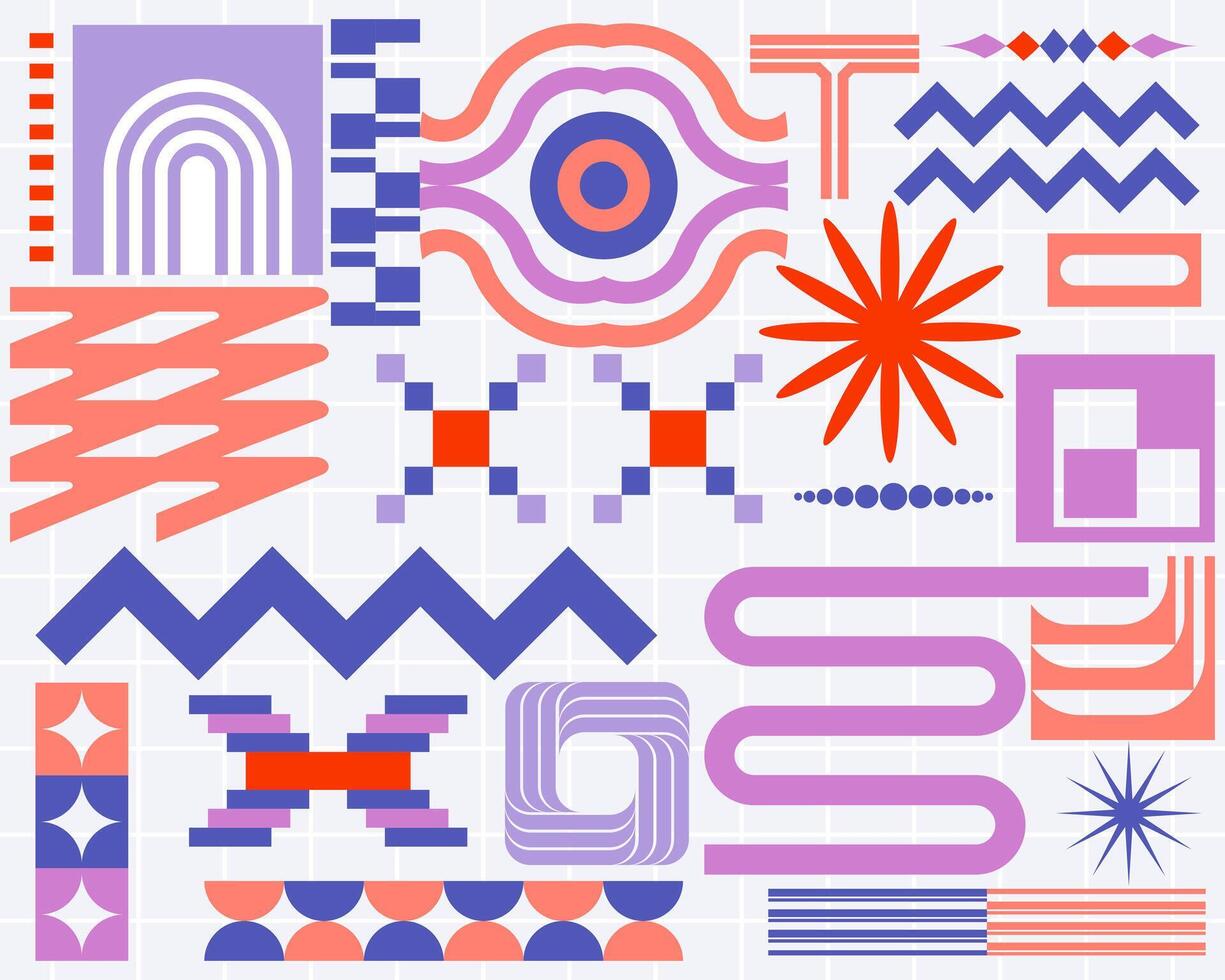 Pop art style swiss bauhaus colorful, playfull, background retro illustration element, graphic event identity print art editable vector