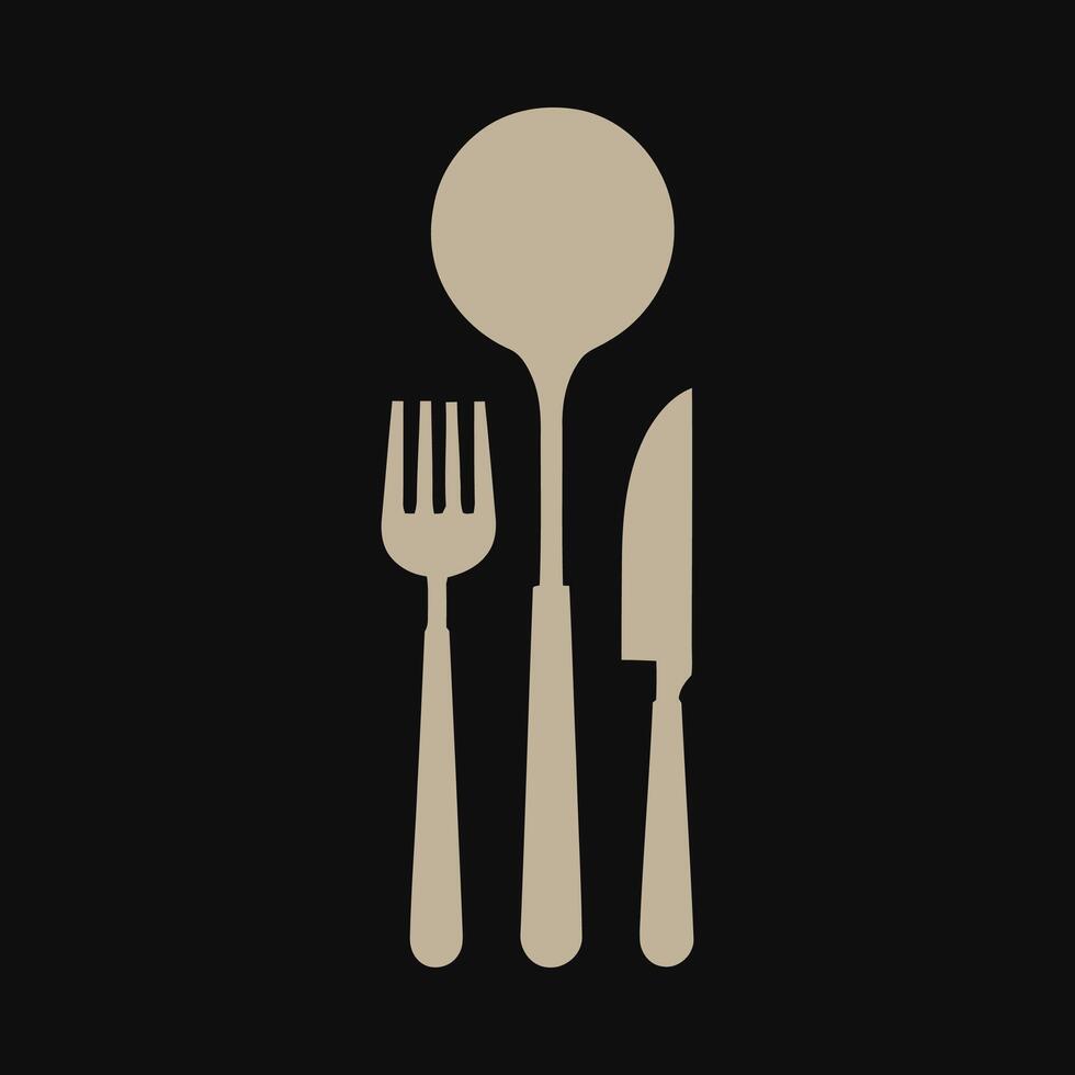 Cutlery symbol. Flat design style fork, knife, and spoon icon. illustration. vector