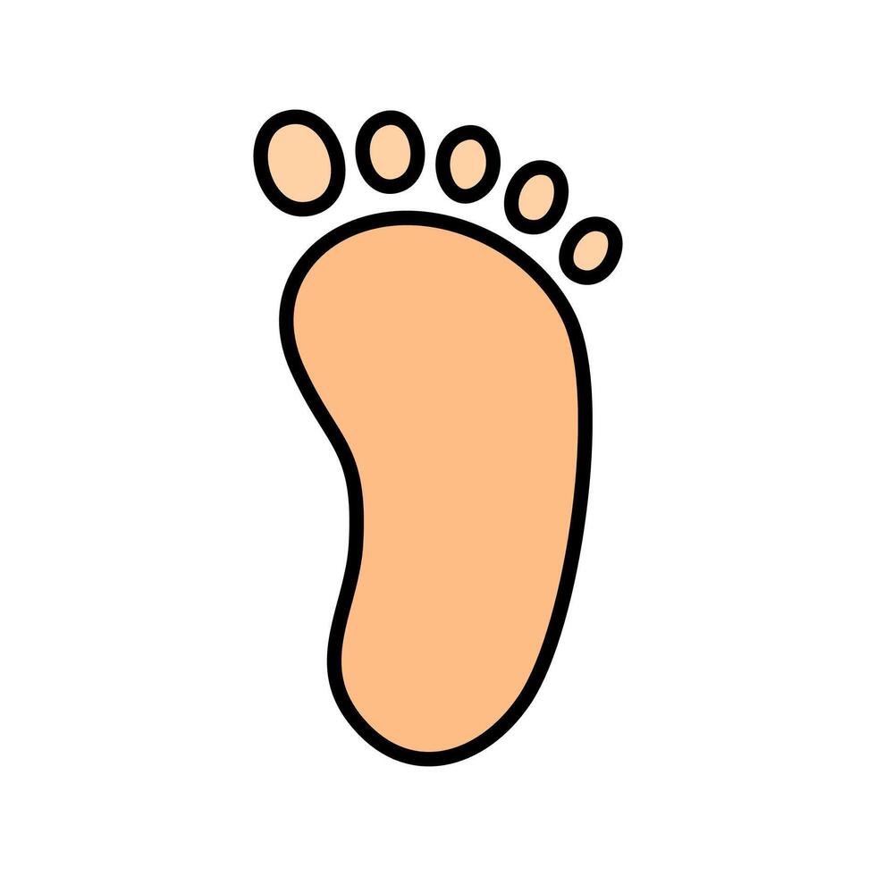 Footprint icon over white background. Foot step design in red color with black outline illustration. vector