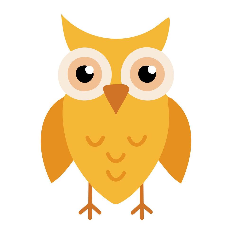 Owl flat orange colors icon on white background. Bird illustration for web design. vector