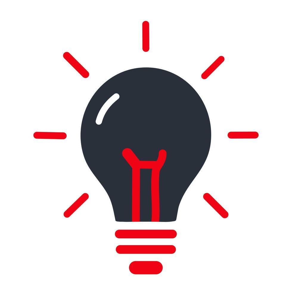 Bulb flat blue and red colours icon. Creative idea symbol illustration. vector