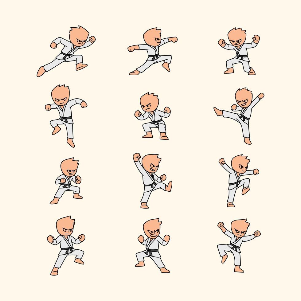 12 Dynamic Action Poses for Stylized Mascot Anatomy Reference Pack vector