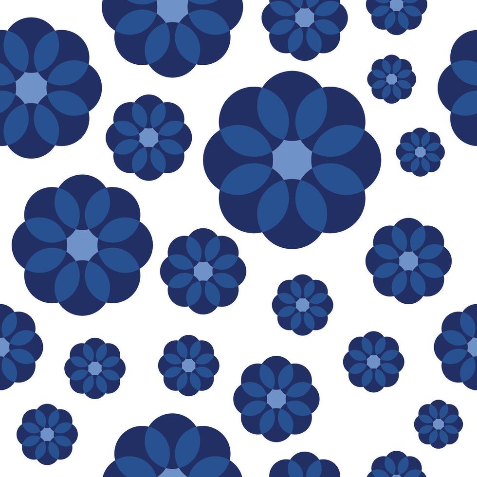 Blooming Blues Elegant Floral Geometric Pattern vector