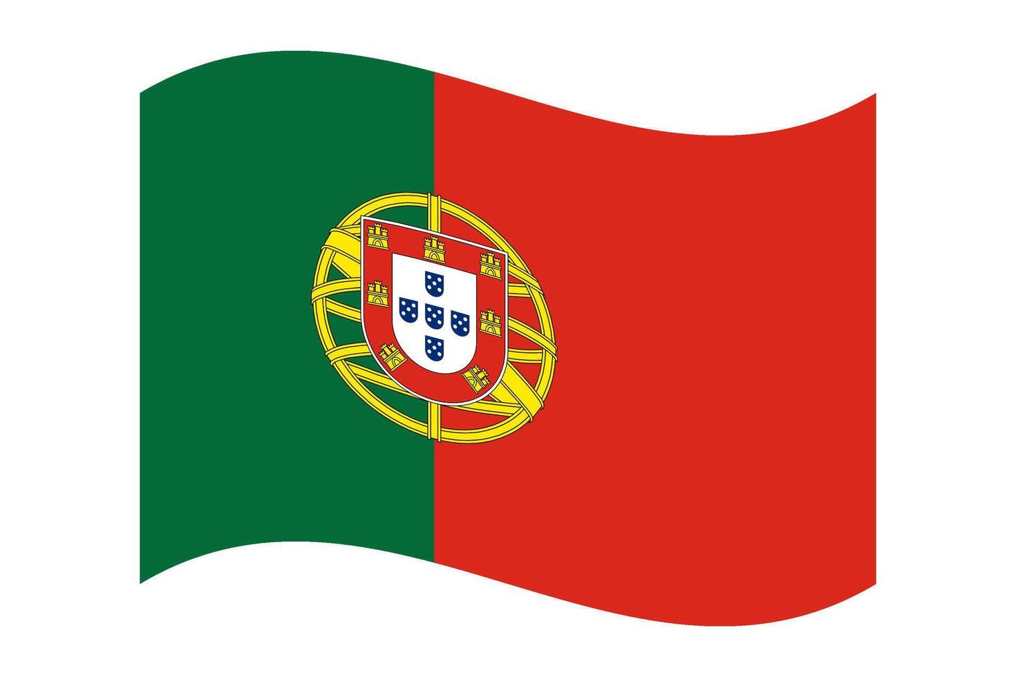 Wavy national flag of Portugal, isolated on a transparent background. Flag of Portuguese Republic. High quality illustration. vector