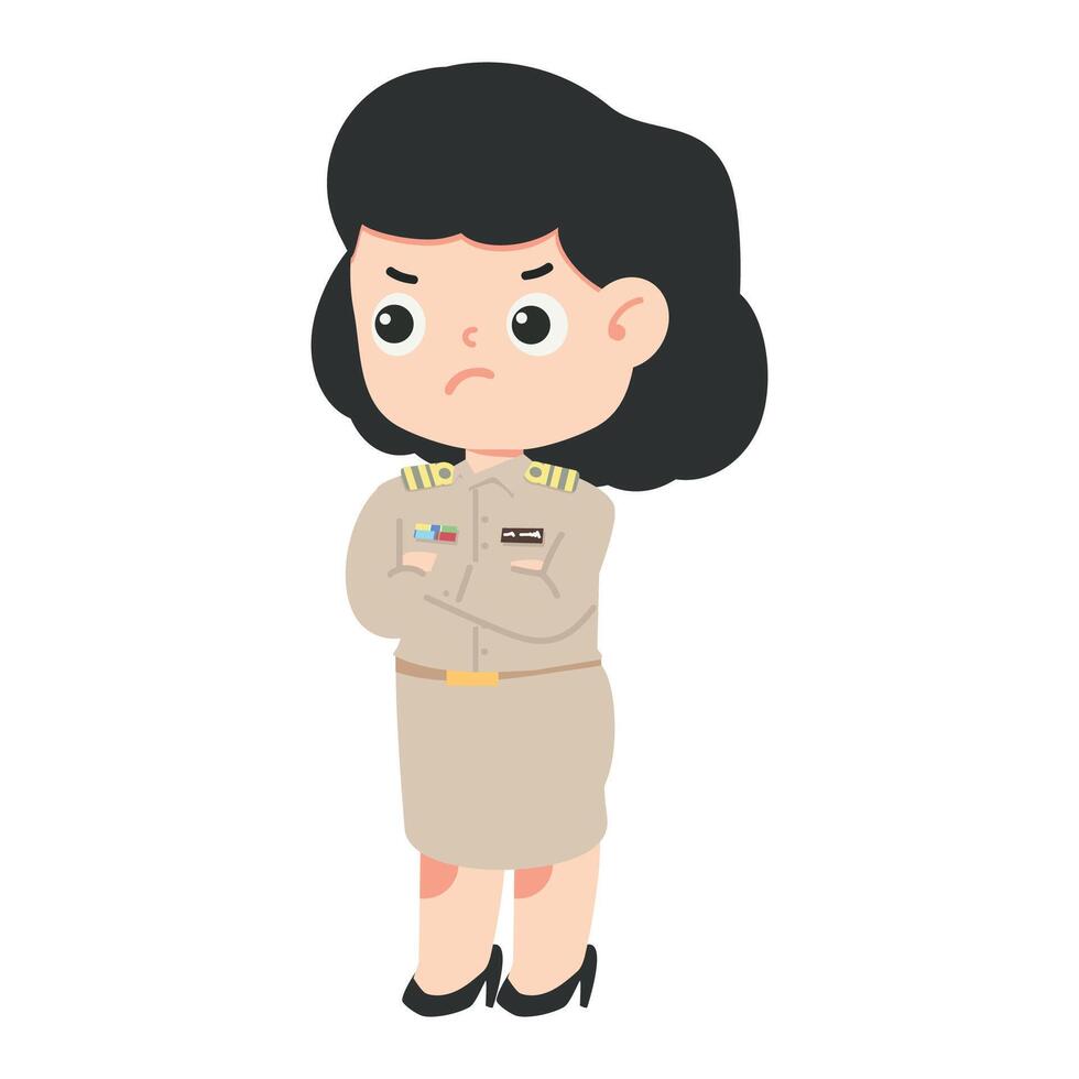Woman teacher made an angry face vector