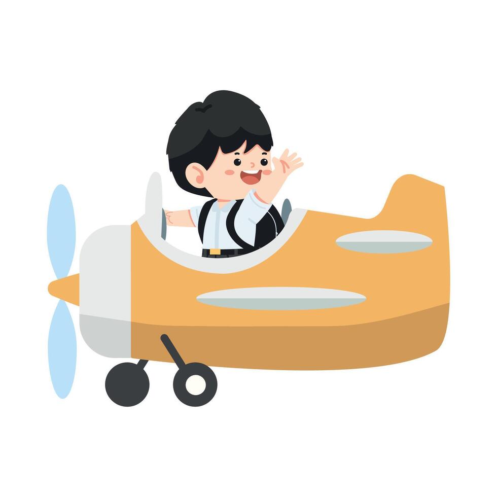 Child Flying a Toy Airplane vector