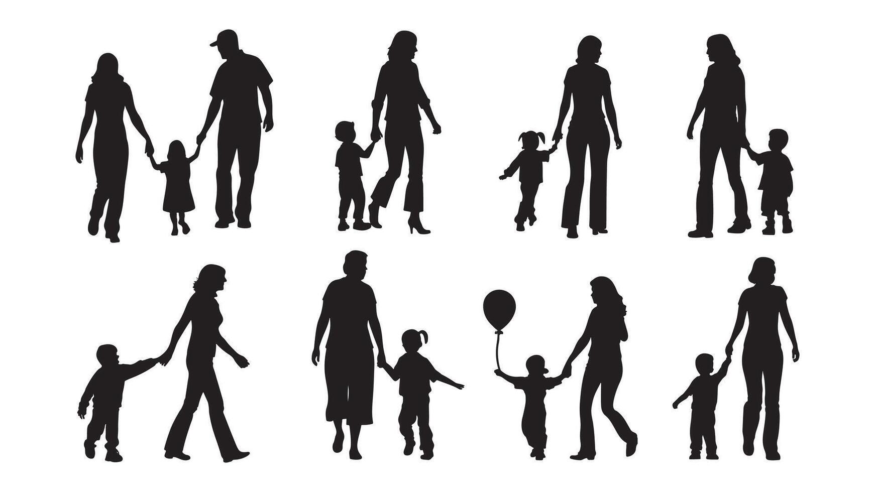 Silhouette of mother and child illustration for mothers day black color vector