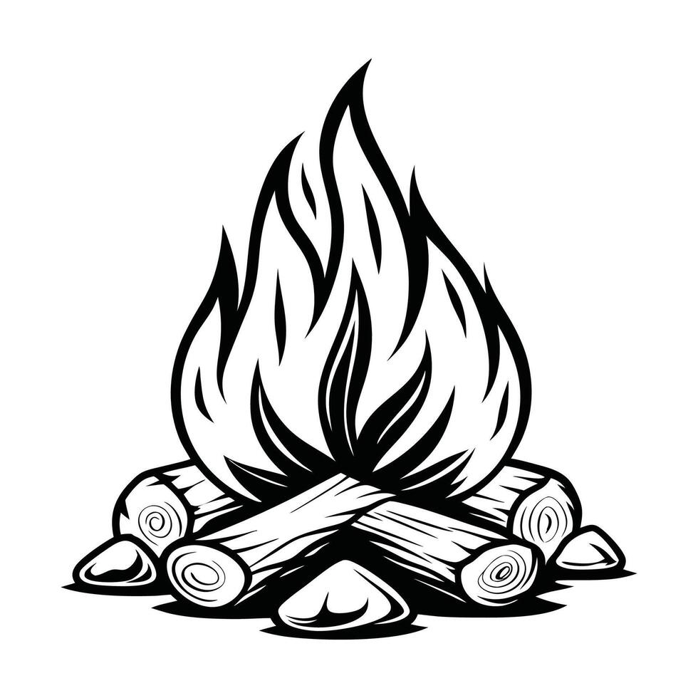 illustration of a burning fire with flames and heat symbol, illustration of fire flames vector
