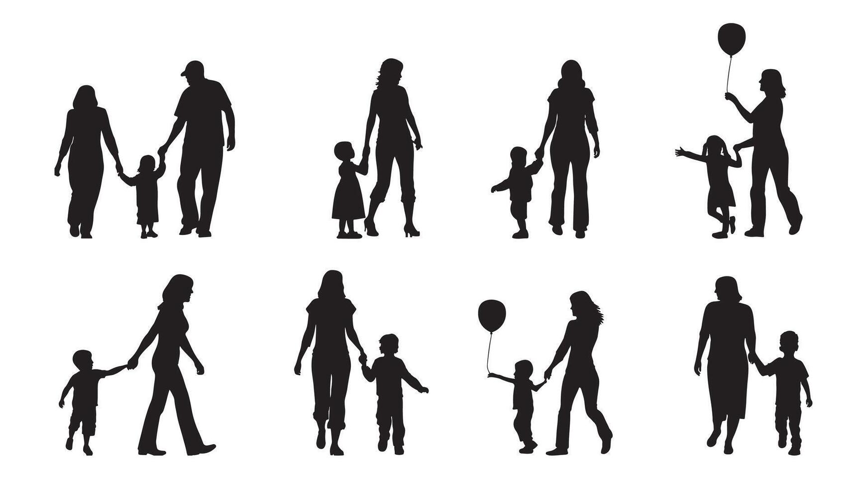 Silhouette of mother and child illustration for mothers day black color, Happy Mothers day vector