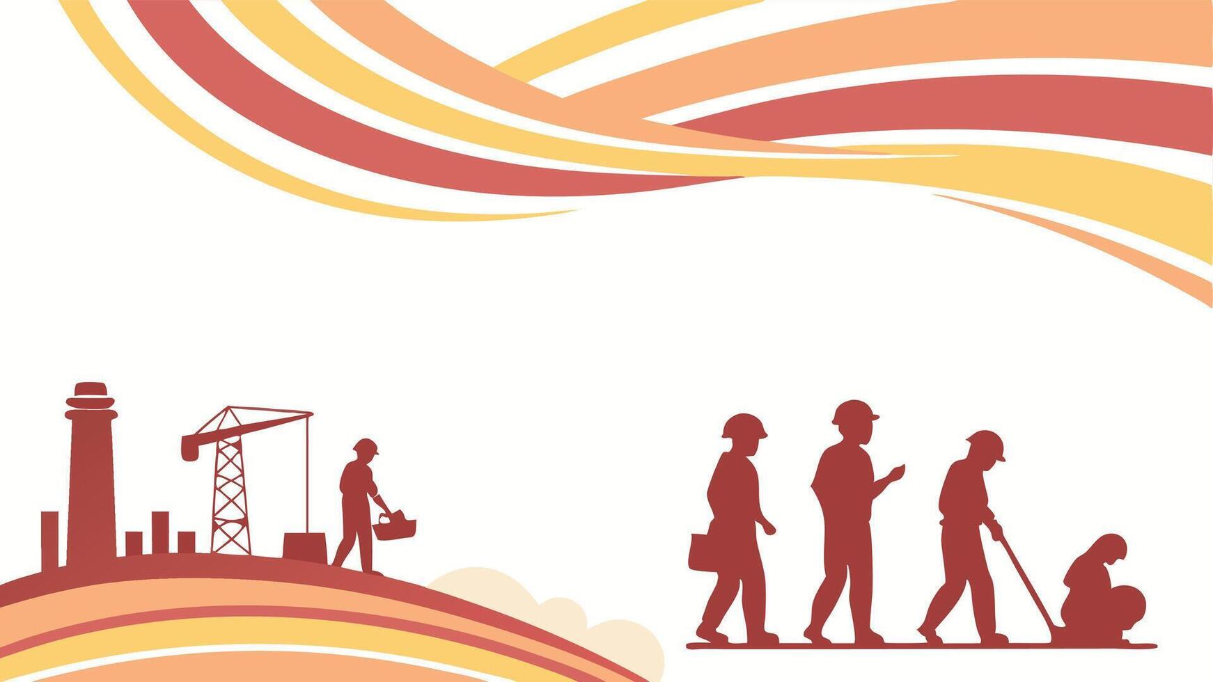 illustration of workers silhouettes with sunburst in the background, May 1st Day, Happy Labour Day, Labor Day, Workers Day vector