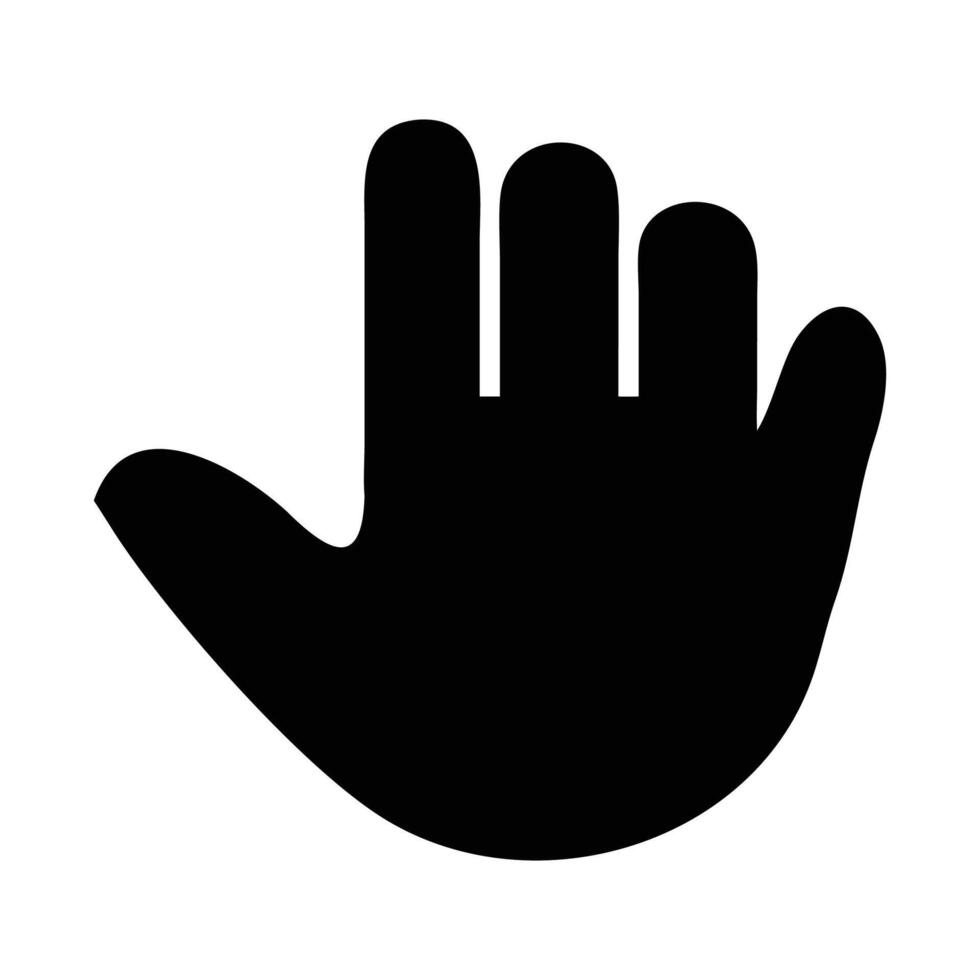 hand icon shows a black silhouette palm with fingers as a help sign vector