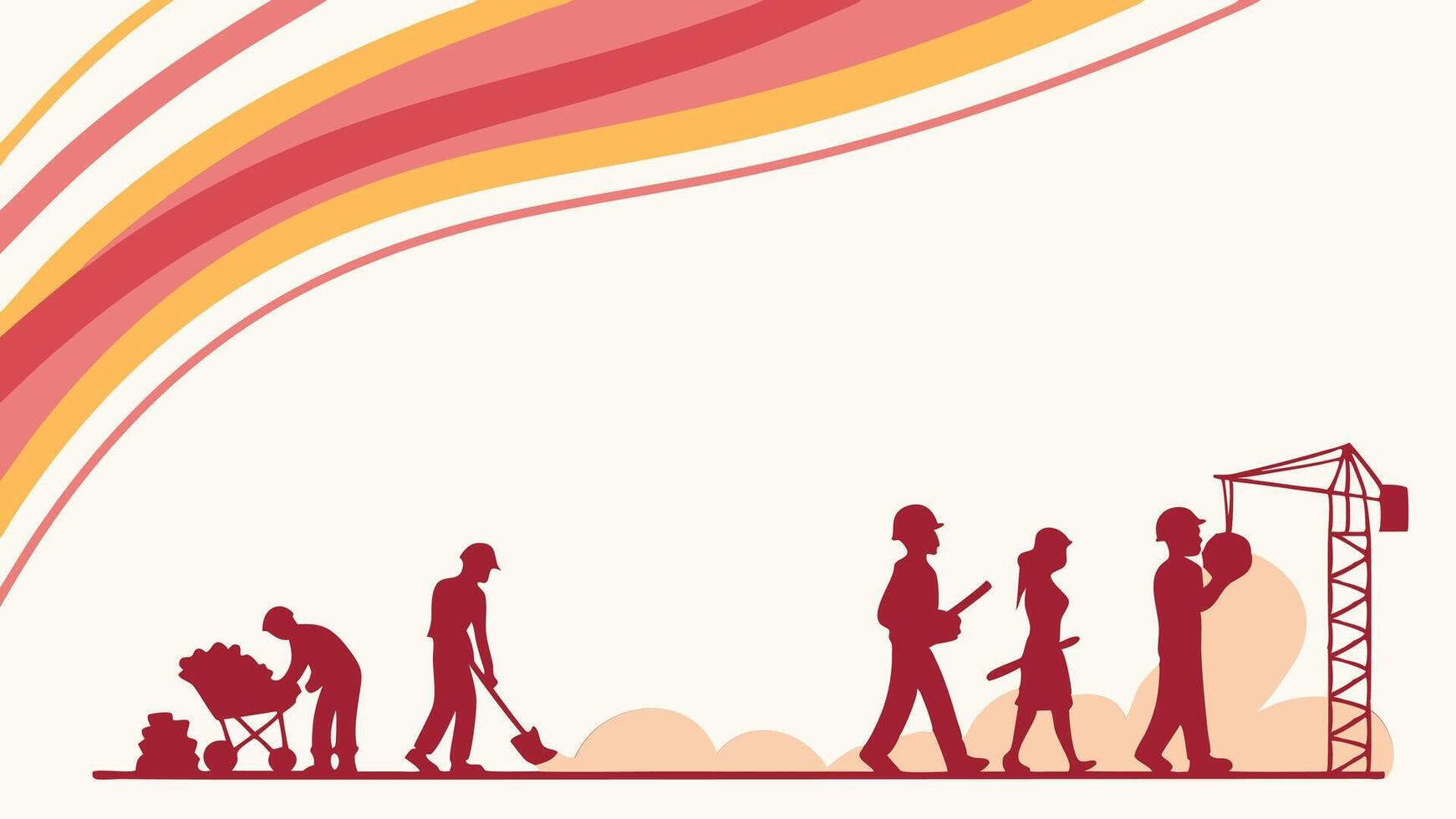 Workers silhouettes with sunburst in the background, May 1st Day, Labour Day concept, Happy Labour Day, Labor Day, Workers Day vector