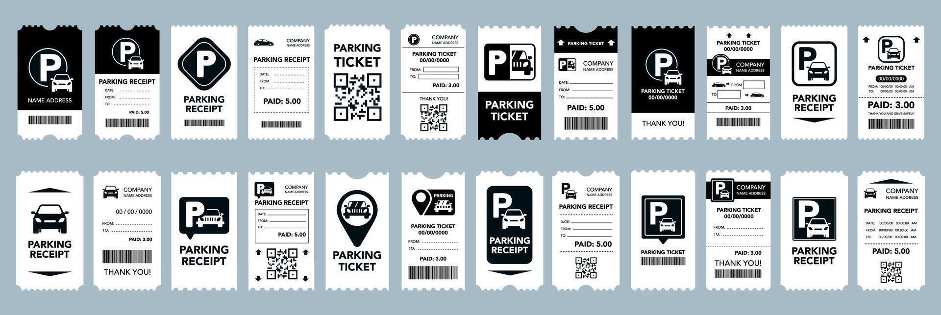 Editable Parking Zone Ticket and Permit Set vector