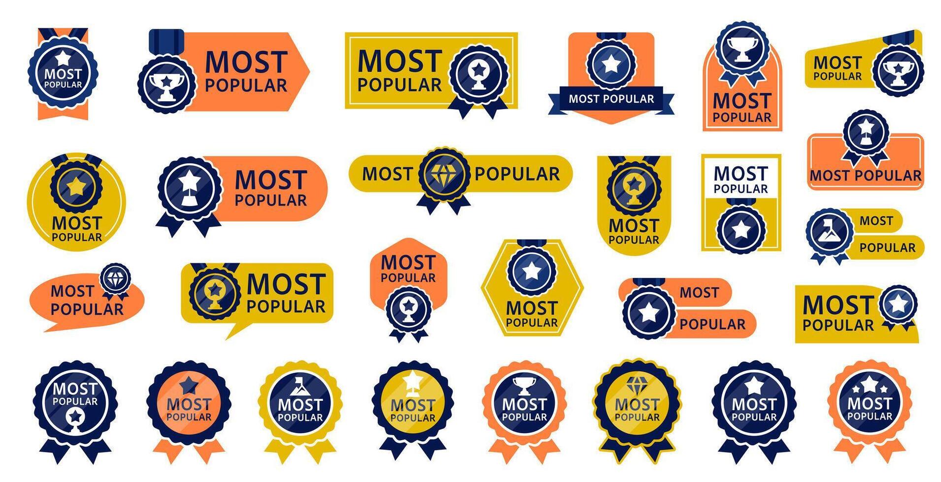 Most Popular Badge Collection for Promotion. Editable Set of Labels and Signs vector