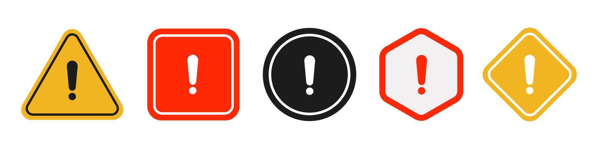 Simple Warning Sign Set. Different Shapes and Colourful Caution, Danger signs vector