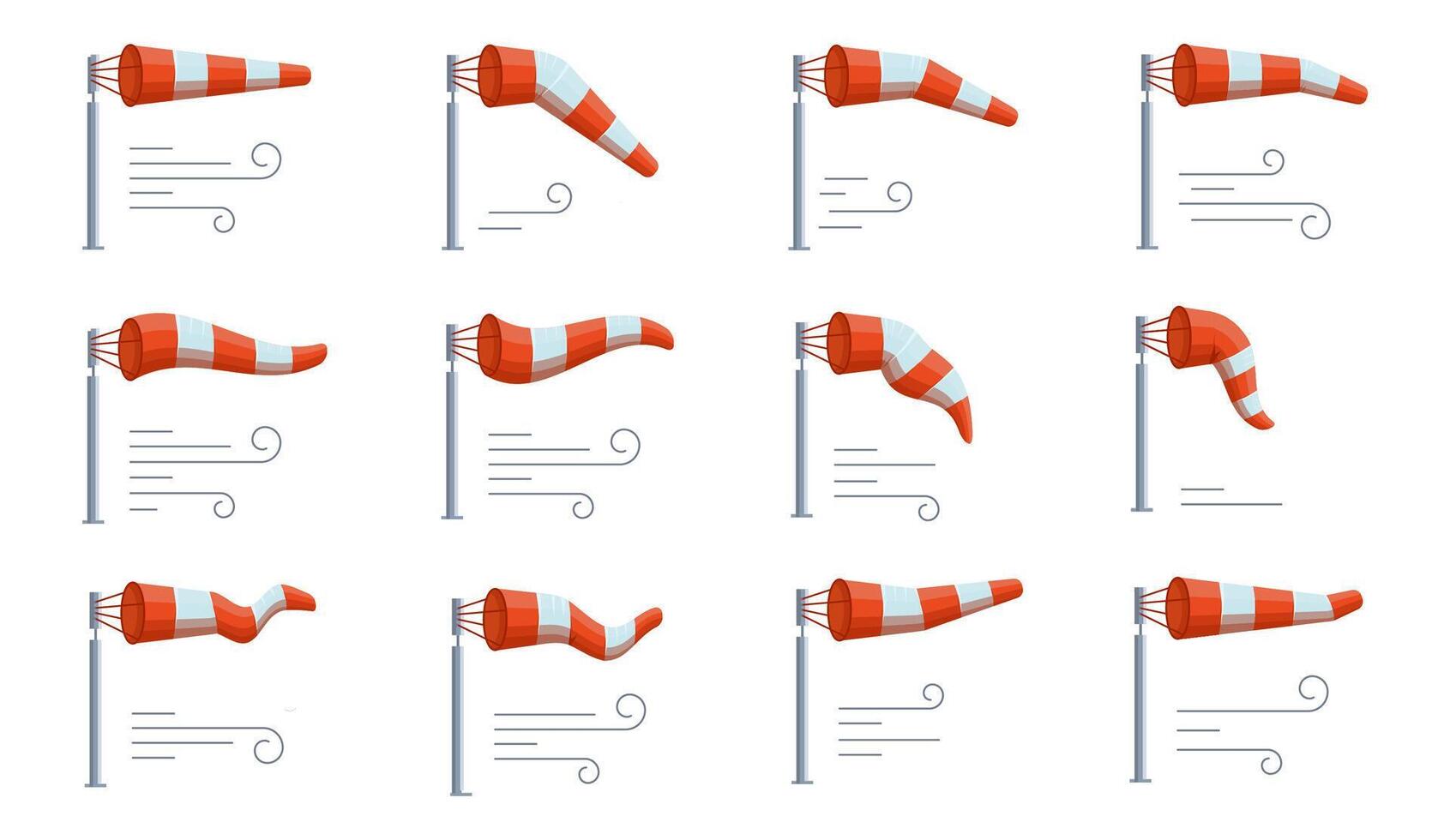 Windsock Icons. Colorful Wind Speed Measurement vector