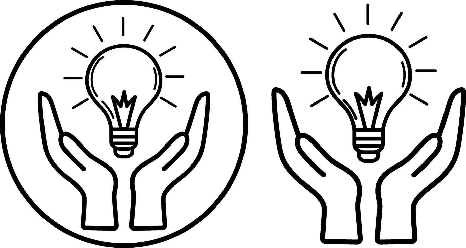 The hands holding the light bulb symbolize innovation and creativity. The name of this image reflects the idea of a light bulb symbolizing ideas, with elements such as creativity. vector