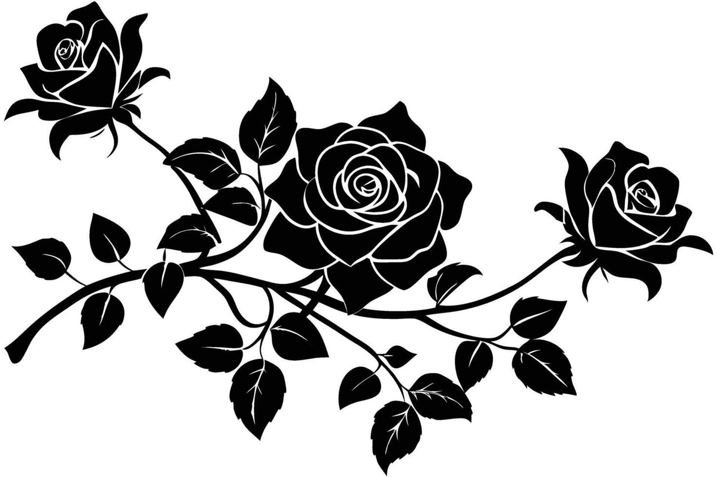 rose silhouette line art design vector