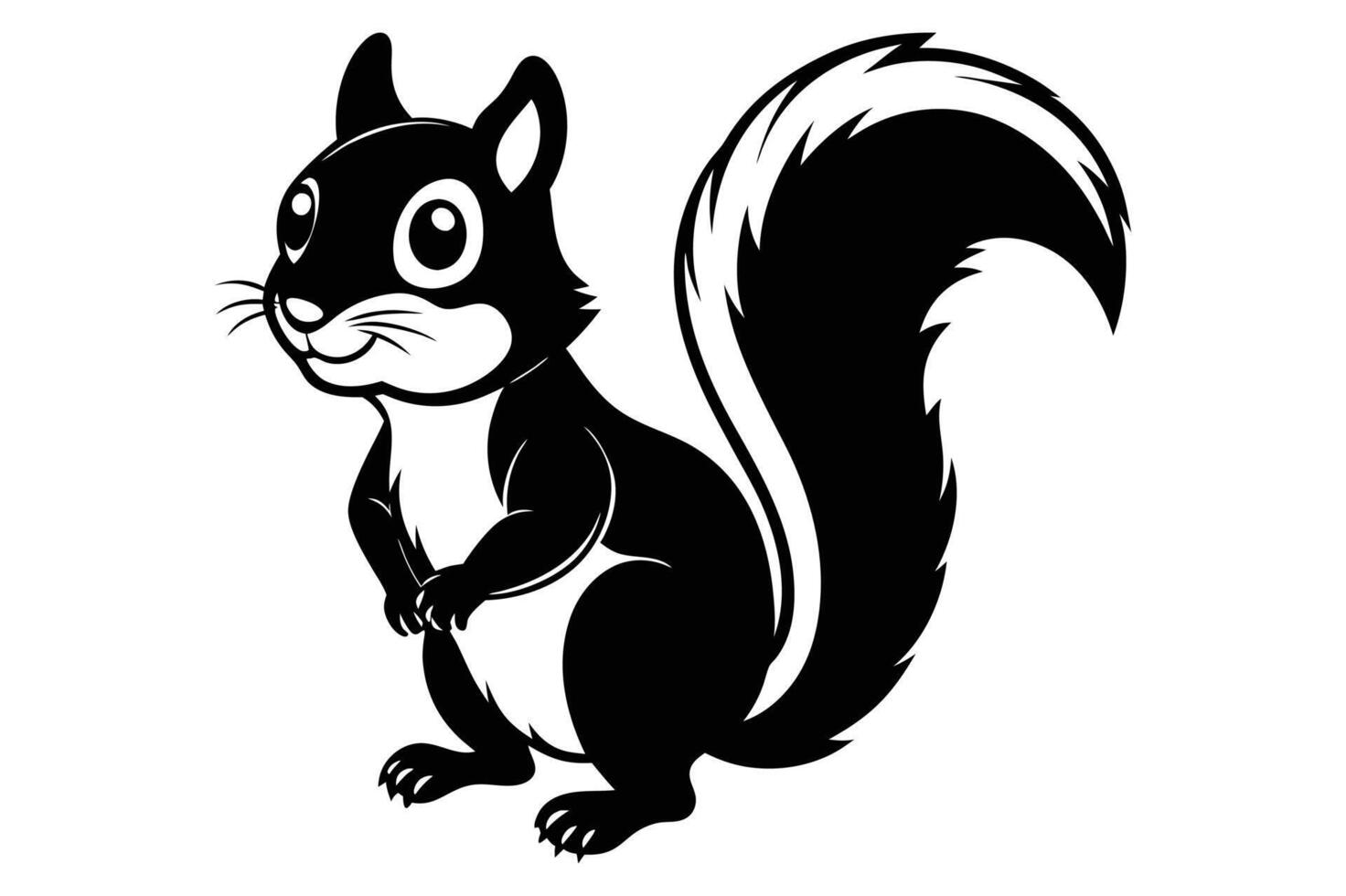 black silhouette of squirrel vector