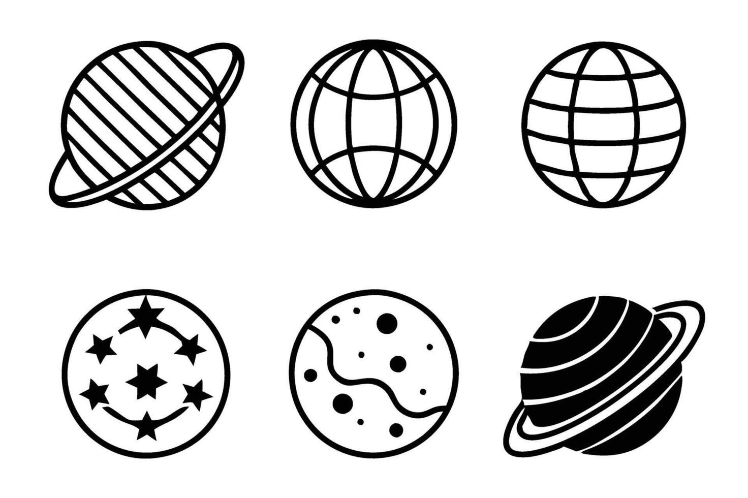 Earth Globe line art Icons vector
