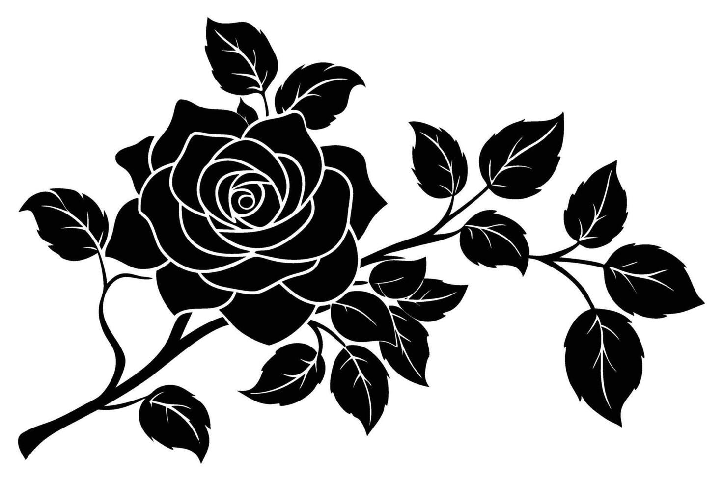 abstract rose silhouette line art design vector