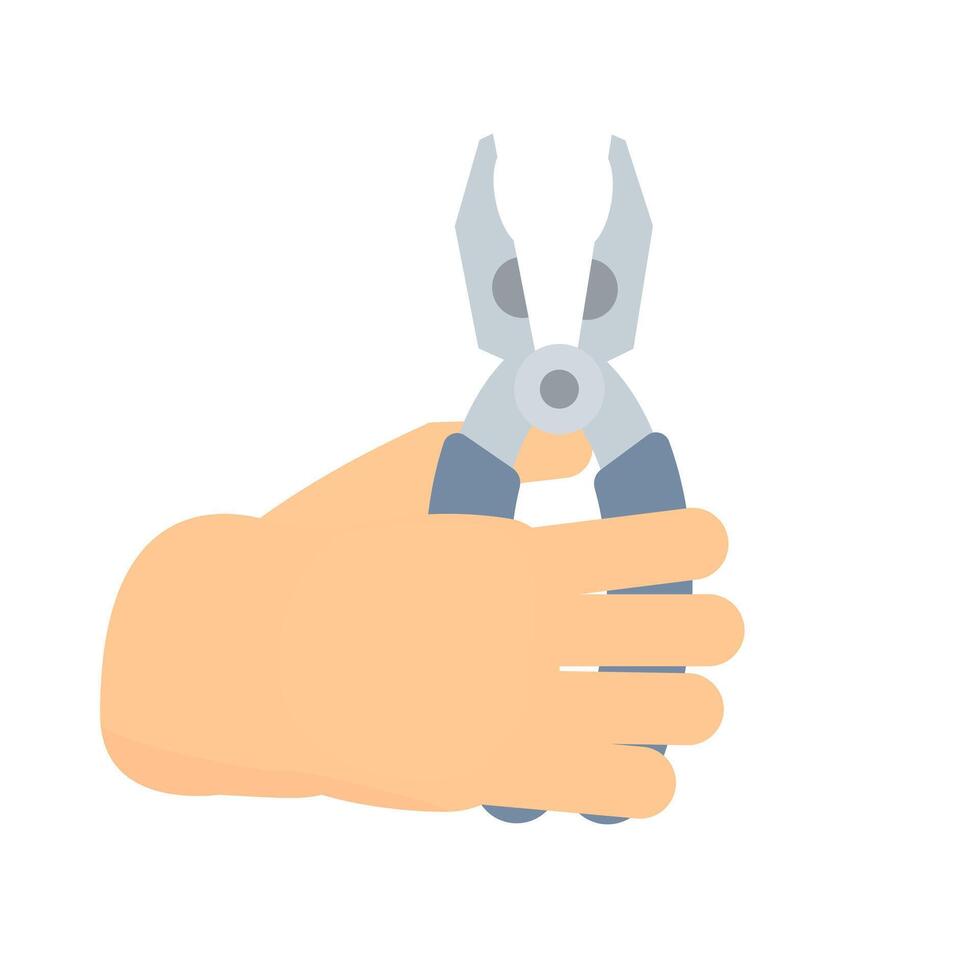 Pliers. Hand with pliers vector