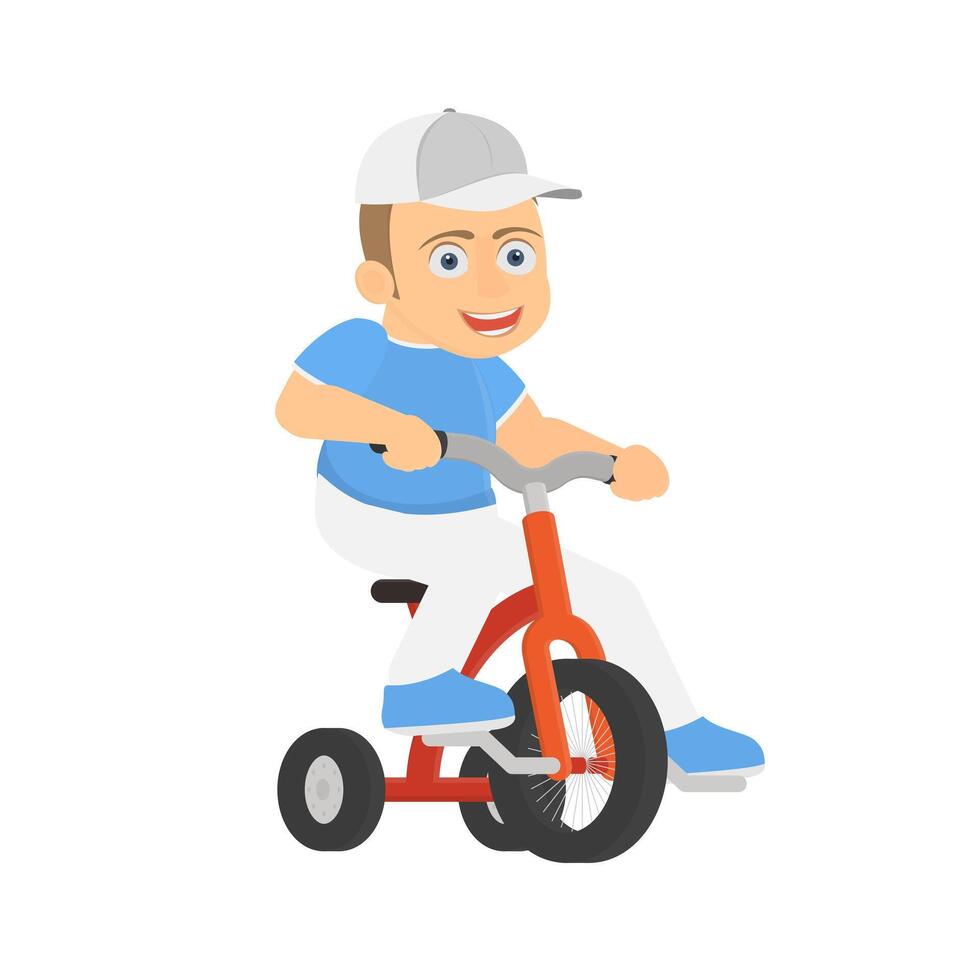 A child rides a bicycle. A boy rides a children bicycle vector