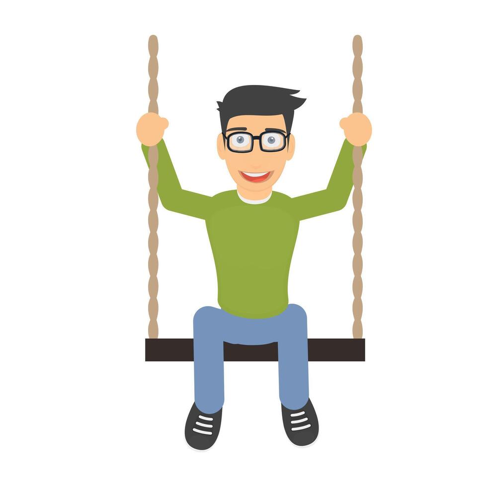 A child on a swing. Children's swing vector