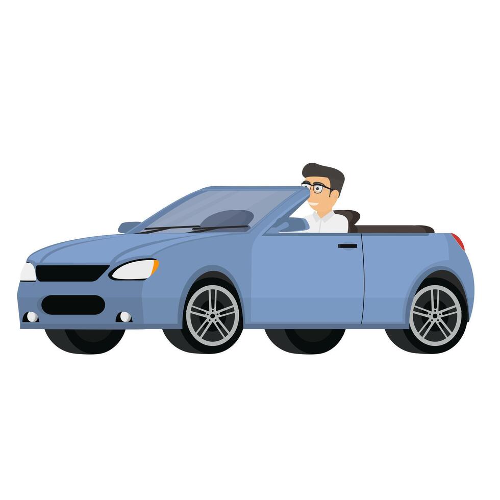 A man in a convertible. Car vector
