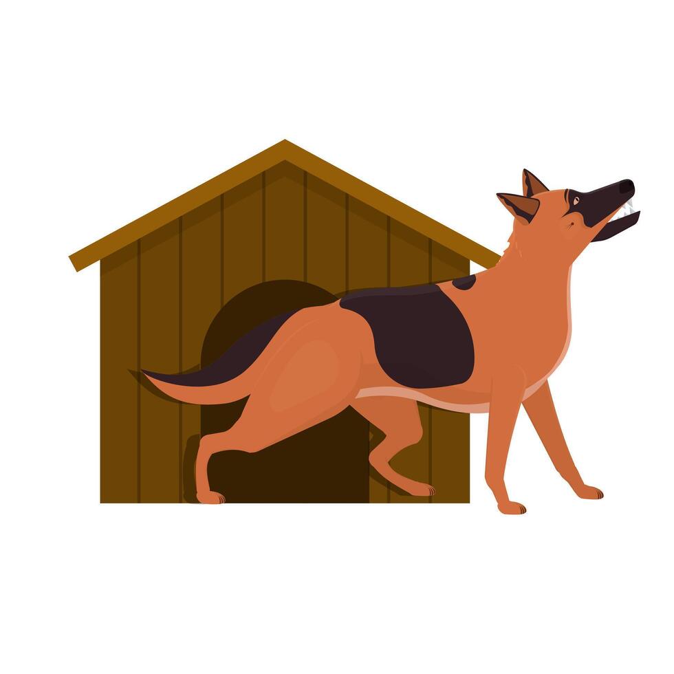 A dog in a dog house. Pet vector