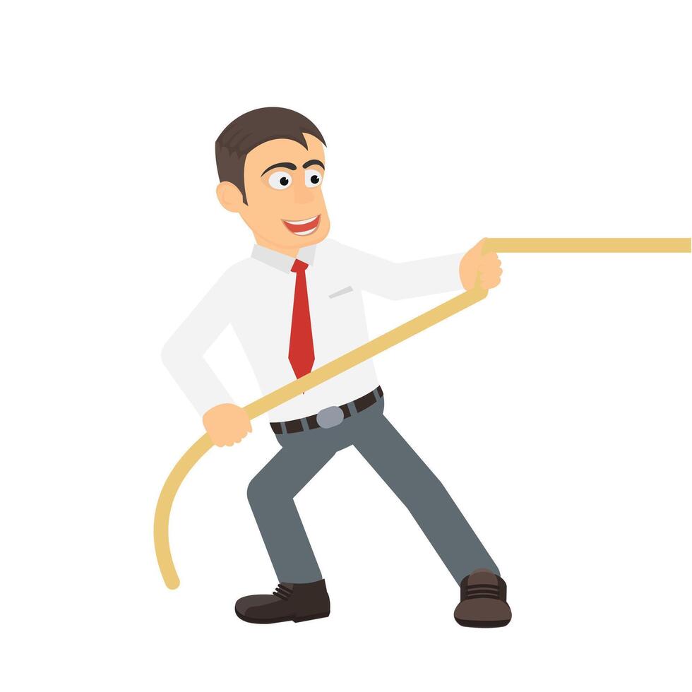 A man pulling a rope. Tug of war, rivalry vector