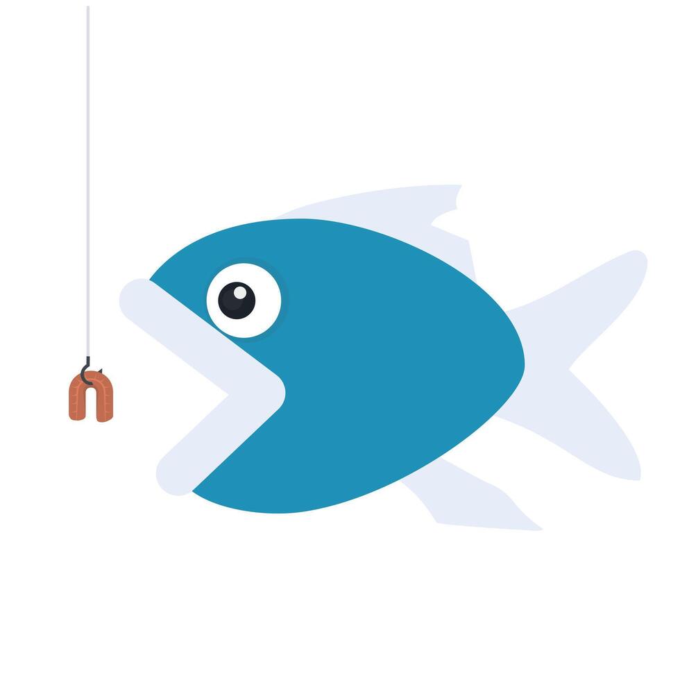 A fish on a hook. Fishing vector