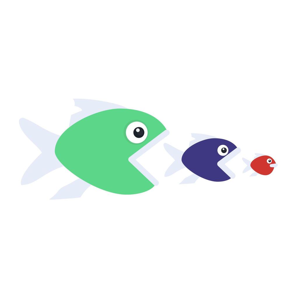 The fish preys on small fish. Animal fish vector