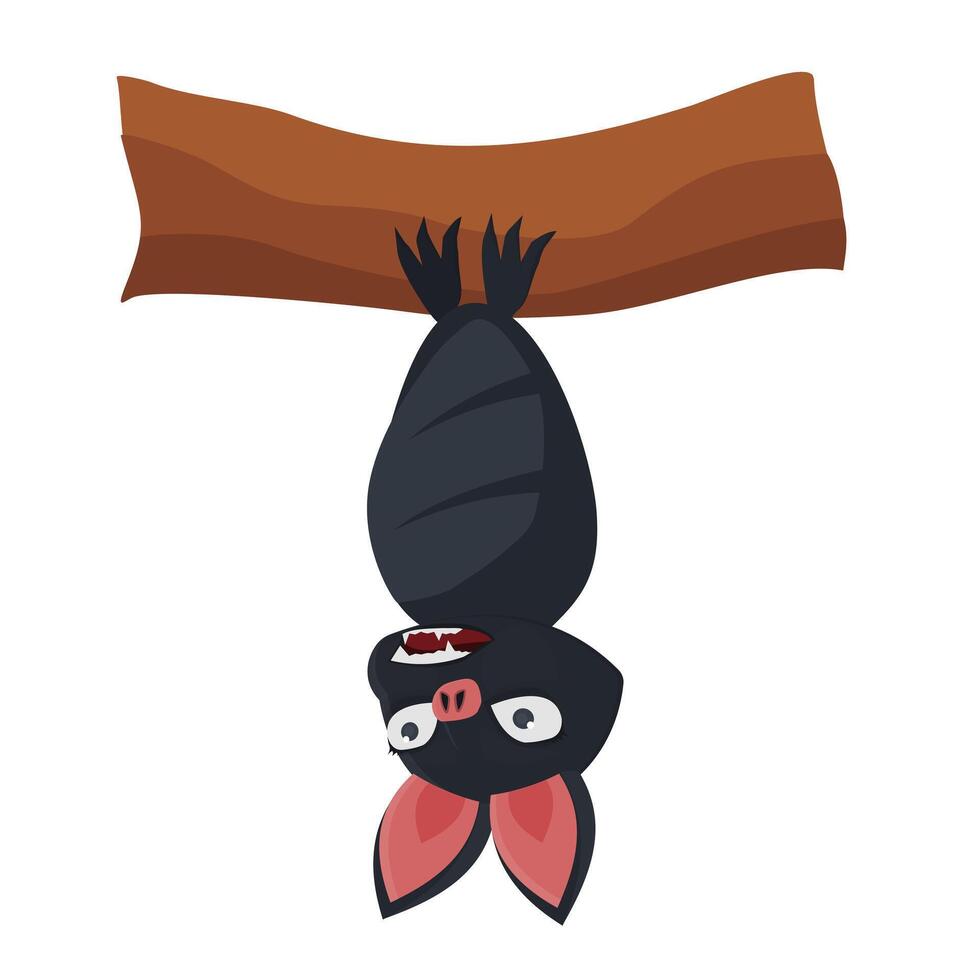 Bat. An animal bat sleeps on a tree branch vector