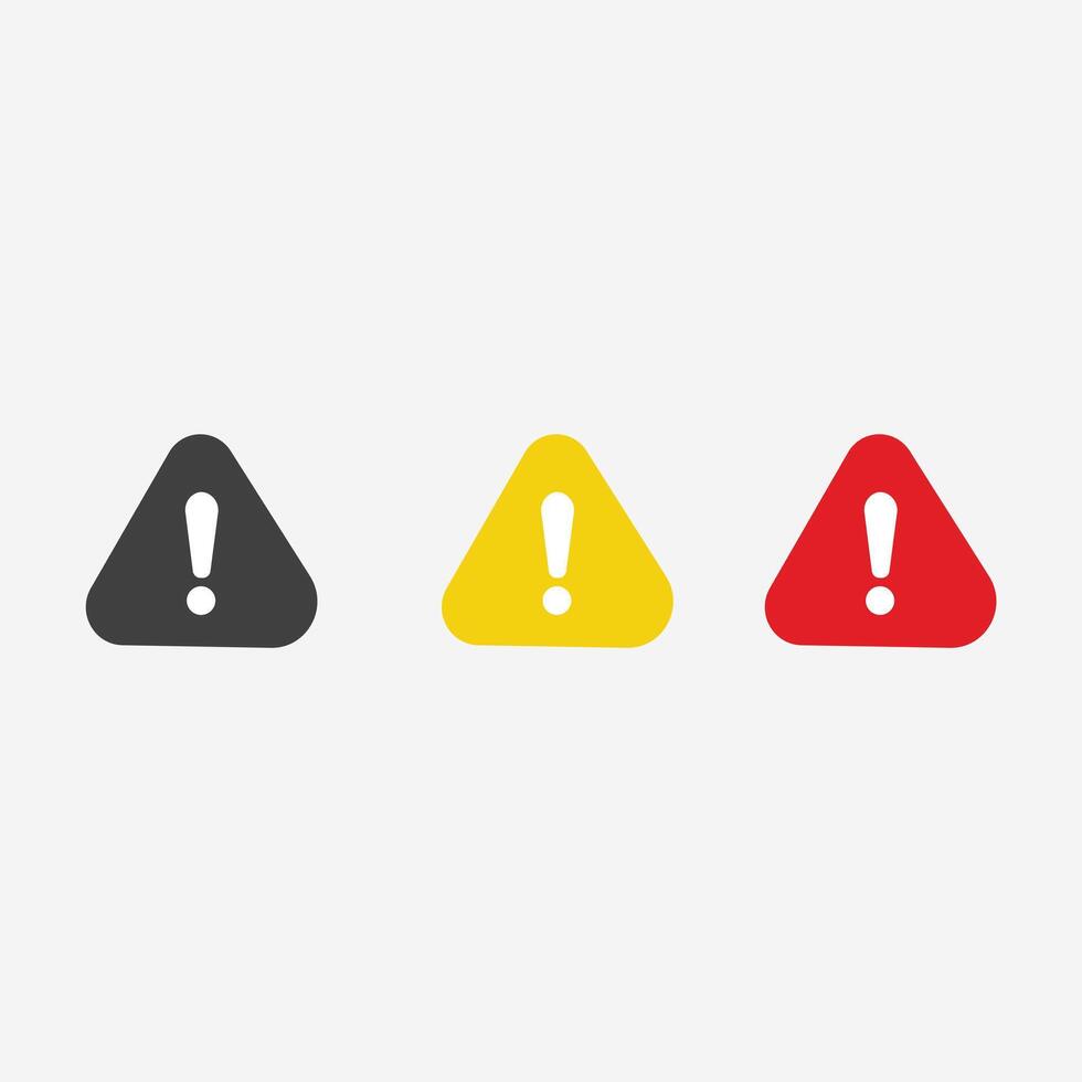 Exclamation mark warning sign set symbol vector