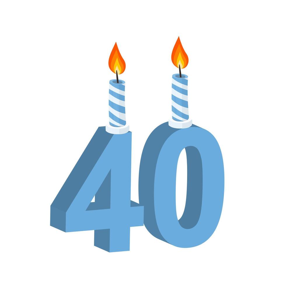 40th birthday. Anniversary celebration with a burning candle vector