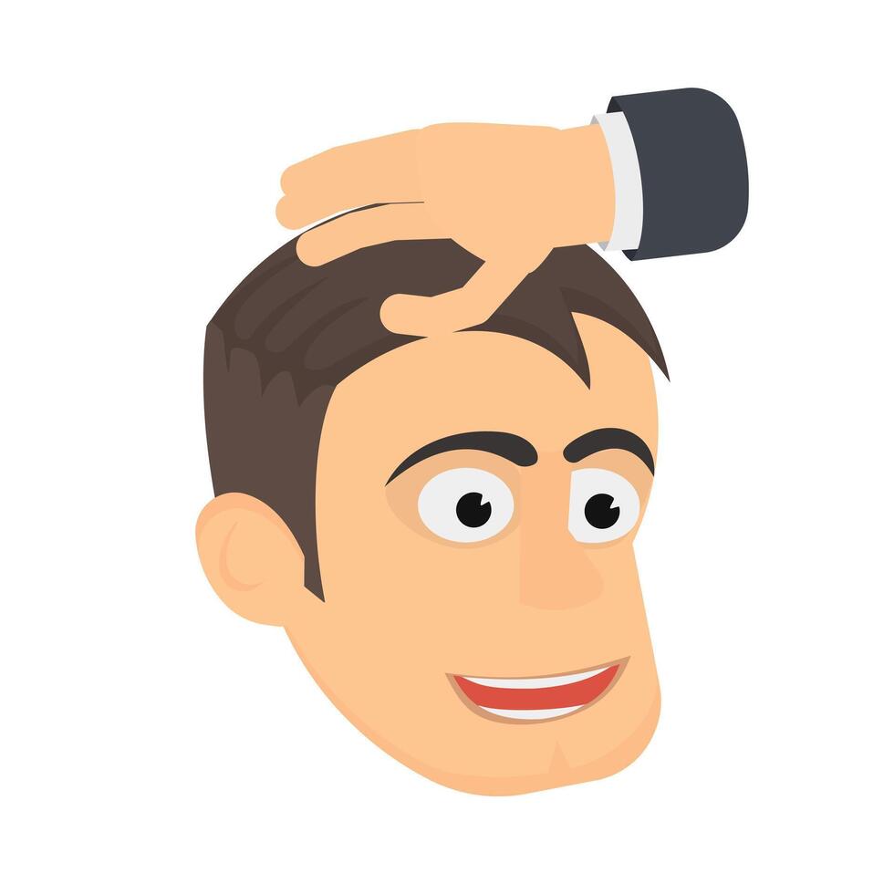 Pat on the head. Stroking with his hand vector